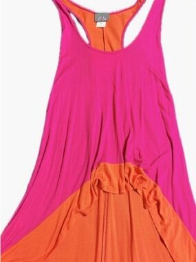 Bright Pink and Orange Racerback High Low Tunic Top